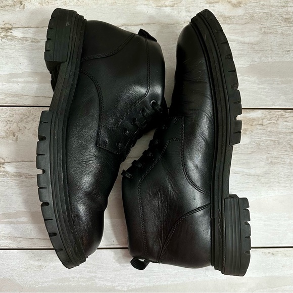 Cole Haan Mens Size 9 Black Leather Tahoe Featherfeel Ankle Lace Up Lug Boots - Picture 7 of 12